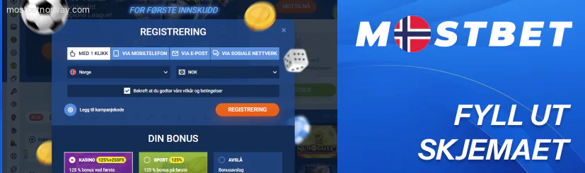 Fyll ut registreringsskjemaet Mostbet