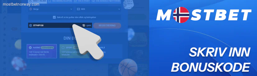 Velg ønsket velkomstbonus Mostbet