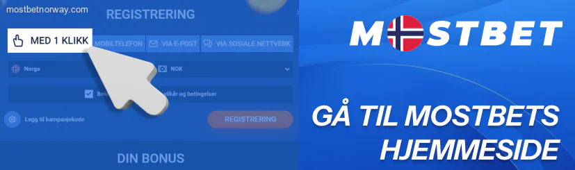 Velg «Ett-klikks registrering» Mostbet