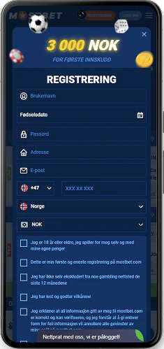 Mostbet registrering